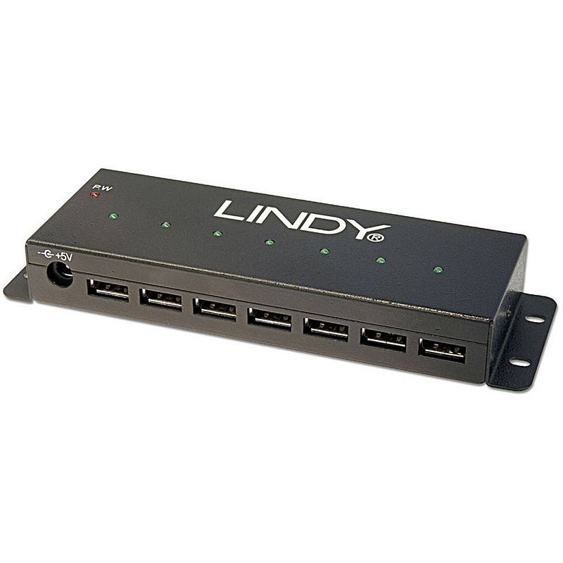 Foto van Lindy lindy usb 2.0 metall hub 7 port 7 poorten usb 2.0-hub zwart