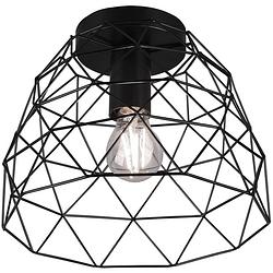 Foto van Led plafondlamp - plafondverlichting - trion hiva - e27 fitting - 1-lichts - rond - mat zwart - aluminium