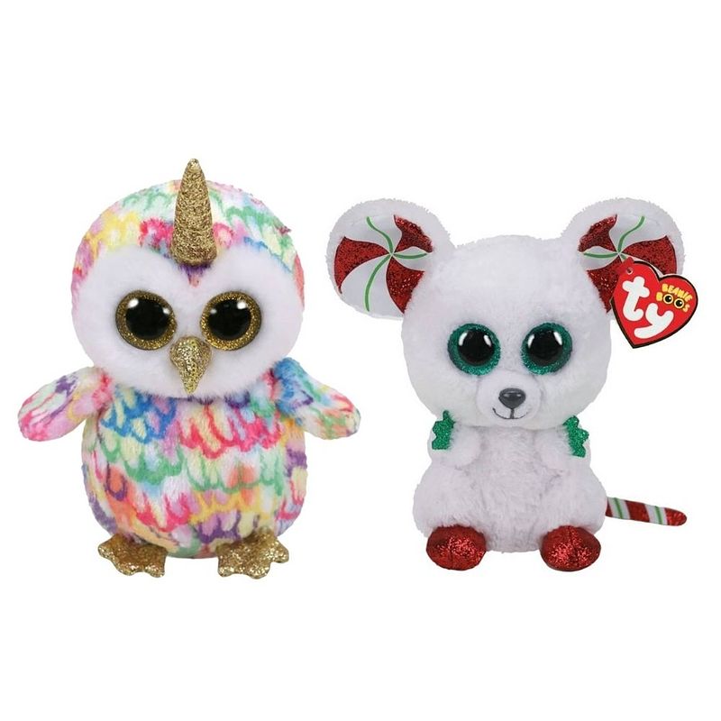 Foto van Ty - knuffel - beanie boo's - enchanted owl & christmas mouse