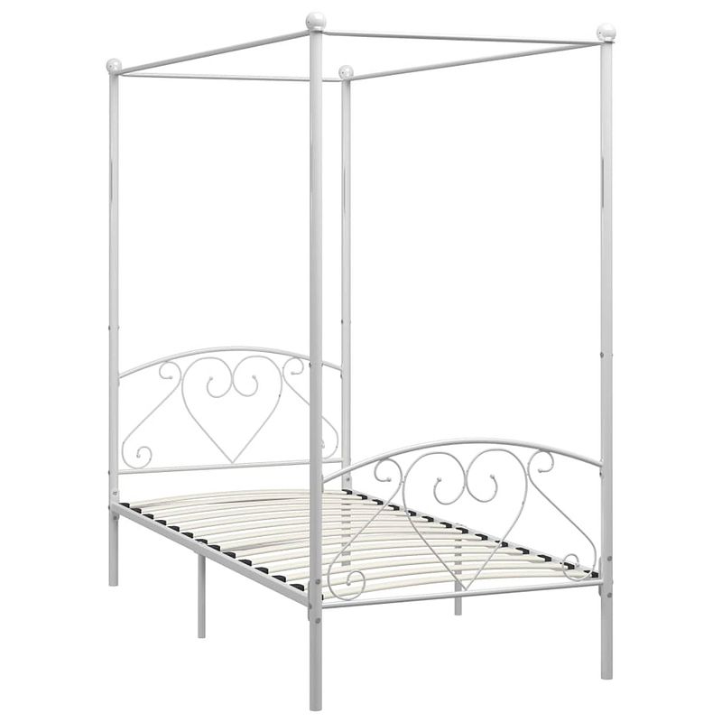 Foto van The living store hemelbedframe - metaal - 209x97.5x198 cm (lxbxh) - wit - geschikt voor 90x200 cm matras (excl -