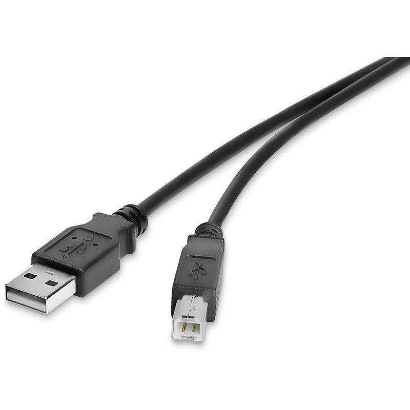 Foto van Renkforce usb-kabel usb 2.0 usb-a stekker, usb-b stekker 50.00 cm zwart vergulde steekcontacten rf-4463067