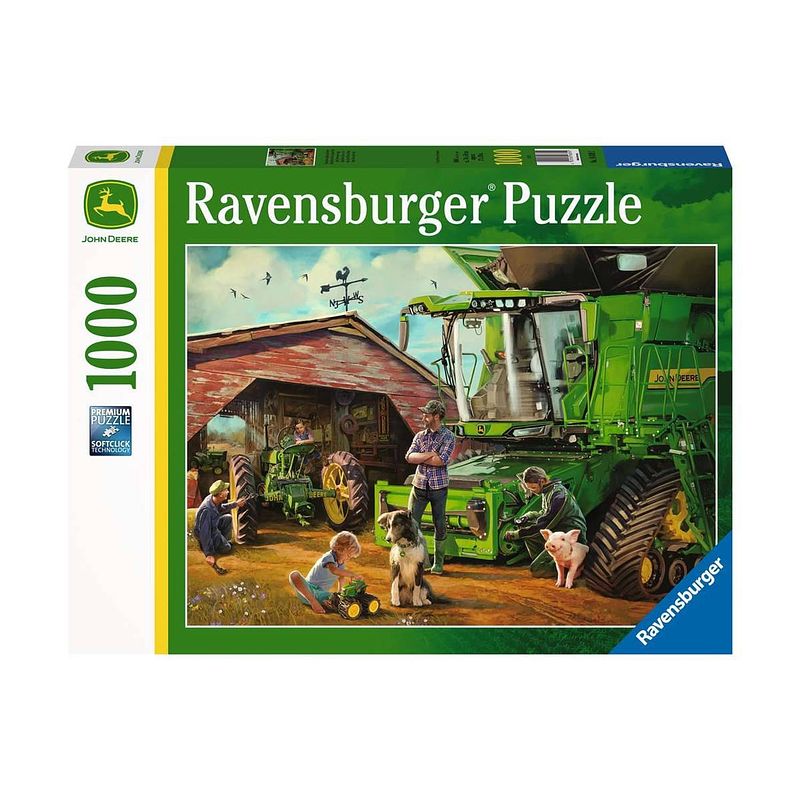 Foto van Ravensburger puzzel 1000 stukjes licenties john deere toen en nu