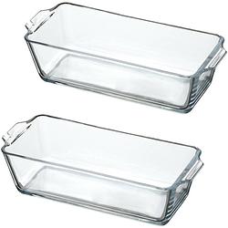 Foto van Chef traiteur ovenschaal van borosilicaat glas - 2x - rechthoek - 0.8 liter - 23 x 10 x 6 cm - ovenschalen