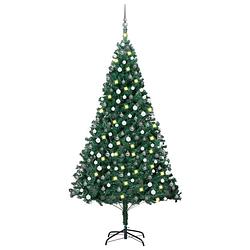 Foto van Vidaxl kunstkerstboom met led's en kerstballen 210 cm pvc groen