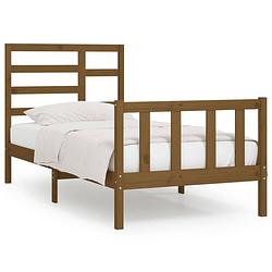 Foto van The living store bedframe grenenhout - modern - 205.5 x 106 x 104 cm - honingbruin