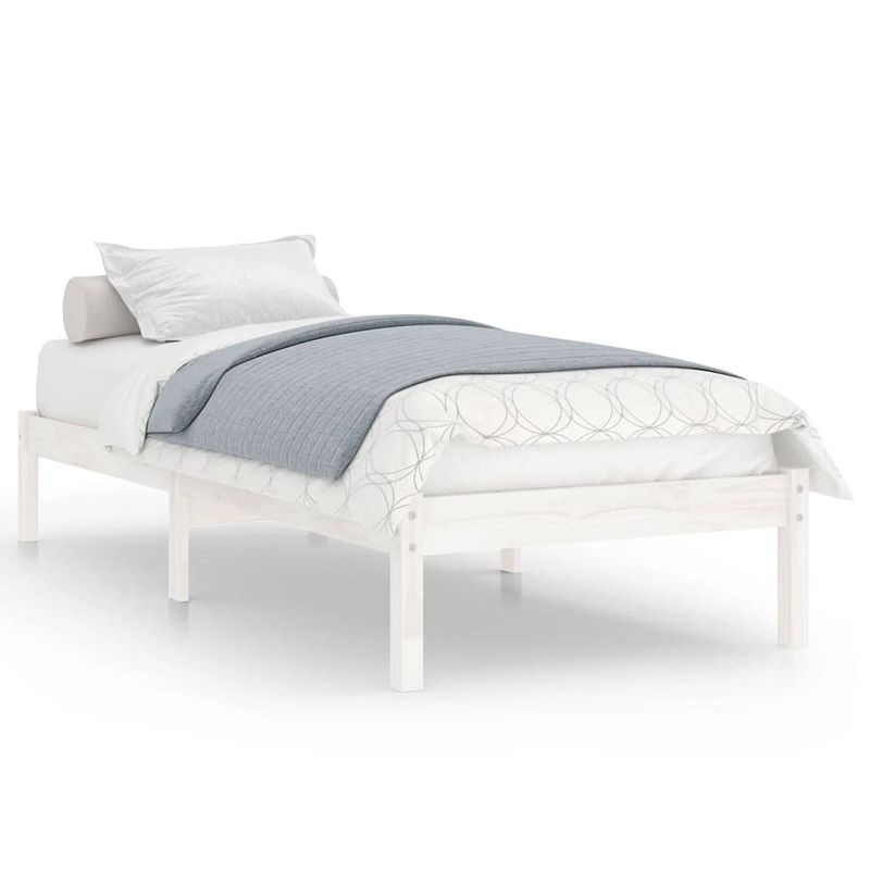 Foto van Vidaxl bedframe massief grenenhout wit 100x200 cm