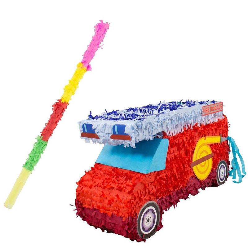 Foto van Pinata brandweerauto + pinata stok