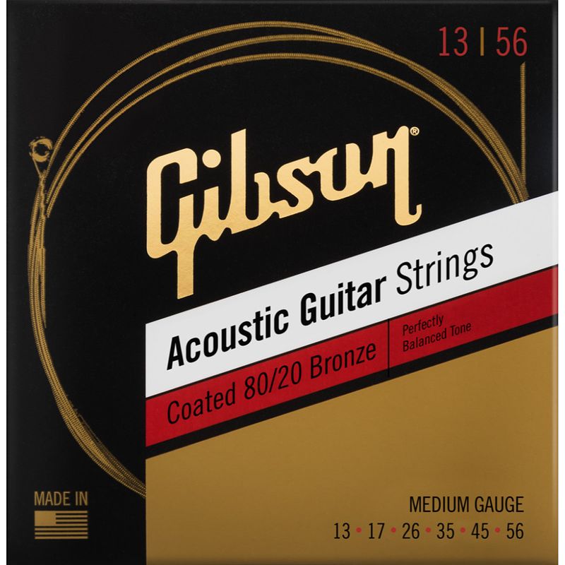 Foto van Gibson coated 80/20 bronze acoustic guitar strings medium snaren voor westerngitaar