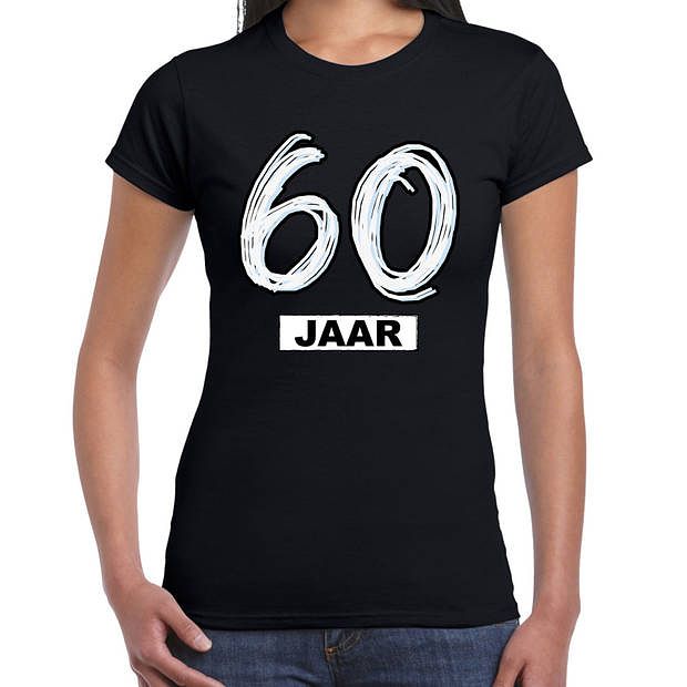 Foto van 60 jaar verjaardag cadeau t-shirt zwart voor dames xl - feestshirts