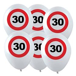 Foto van 12x leeftijd verjaardag ballonnen met 30 jaar stopbord opdruk 28 cm - ballonnen