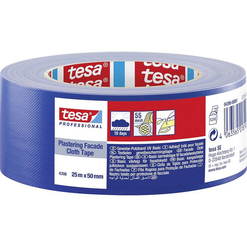 Foto van Tesa 04398-00001-00 gipstape tesa professional blauw (l x b) 25 m x 50 mm 1 stuk(s)