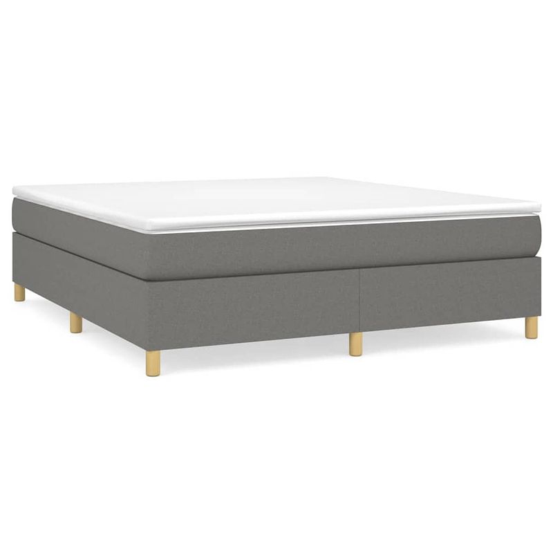 Foto van The living store boxspringbed - donkergrijs - 203 x 180 x 35 cm - pocketvering matras - middelharde ondersteuning -