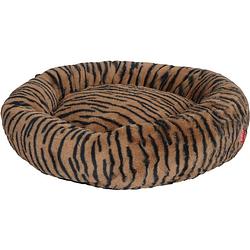 Foto van Snoozle donut hondenmand en kattenmand - superzacht en luxe - wasbaar - fluffy - hondenkussen - 60cm - tijger