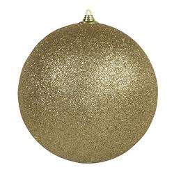 Foto van 1x gouden grote kerstballen met glitter kunststof 18 cm - kerstbal