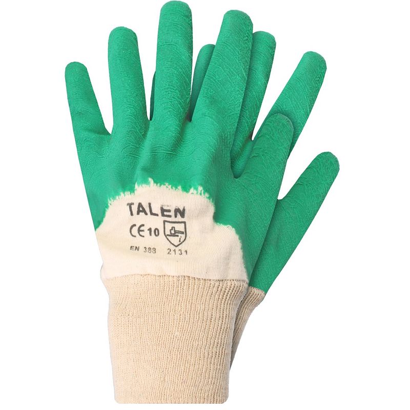 Foto van Talen tools - rozen handschoenen - katoen - latex coating - maat m