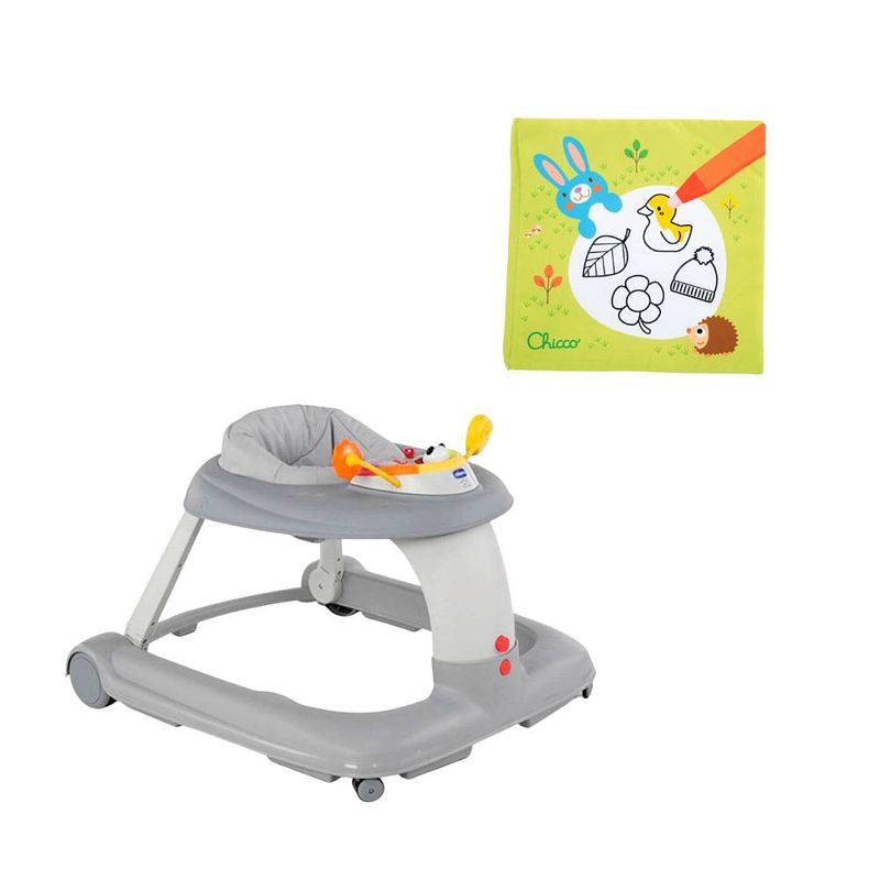 Foto van Chicco bundel - 123 loopstoel grijs & chicco babyboekje