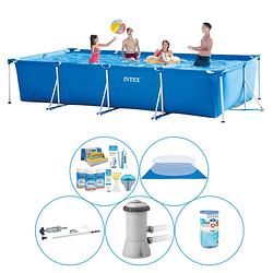 Foto van Intex frame pool rechthoekig 450x220x84 cm - 6-delig - zwembad inclusief accessoires