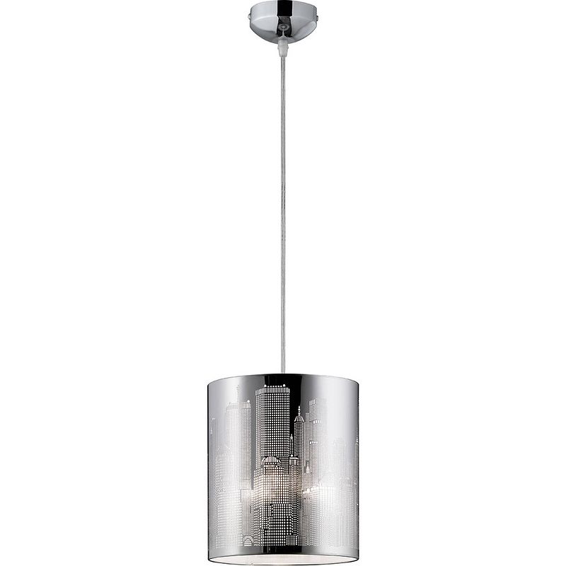 Foto van Led hanglamp - hangverlichting - trion cotin - e27 fitting - rond - mat wit - aluminium