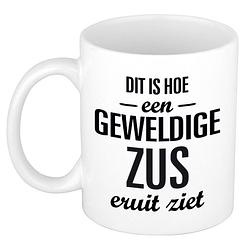 Foto van Geweldige zus cadeau koffiemok / theebeker wit 300 ml - feest mokken