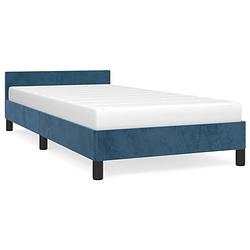 Foto van Vidaxl bedframe met hoofdeinde fluweel donkerblauw 100x200 cm