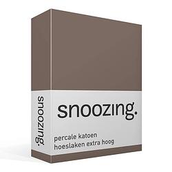 Foto van Snoozing - hoeslaken - percale katoen - extra hoog - 160x220 - bruin