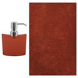 Foto van Msv badkamer droogloop mat/tapijt - sienna - 40 x 60 cm - bijpassende kleur zeeppompje - terracotta - badmatjes