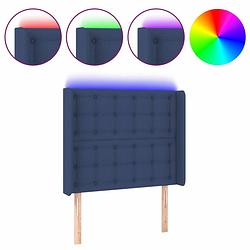 Foto van Vidaxl hoofdbord led 83x16x118/128 cm stof blauw