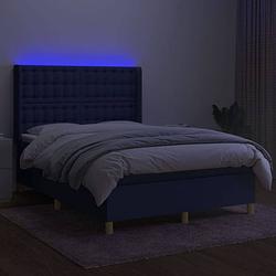 Foto van The living store boxspring bed 140x200 - blauw led en pocketvering matras