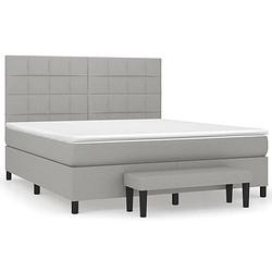 Foto van The living store boxspringbed lite grijs - 203 x 180 x 118/128 cm - duurzaam materiaal - verstelbaar hoofdbord -