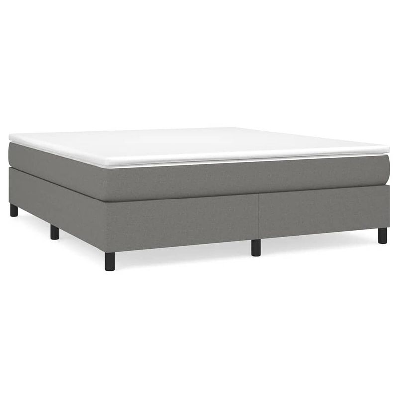 Foto van The living store boxspringbed - donkergrijs - 203x160x35 cm - pocketvering matras - middelharde ondersteuning -