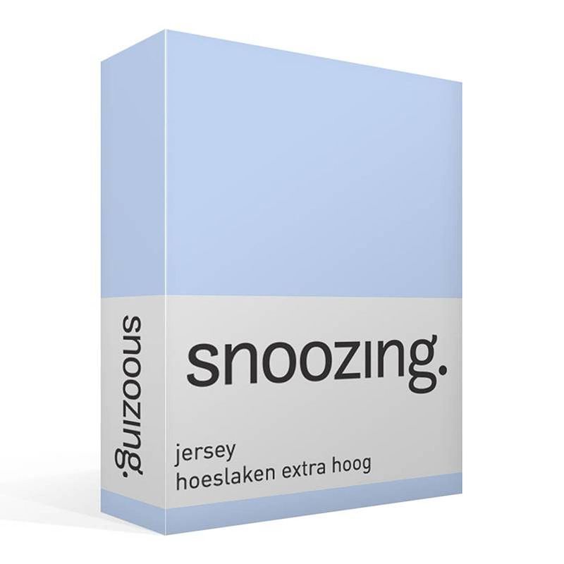 Foto van Snoozing - hoeslaken - extra hoog - jersey - 180x210 /220 - hemel