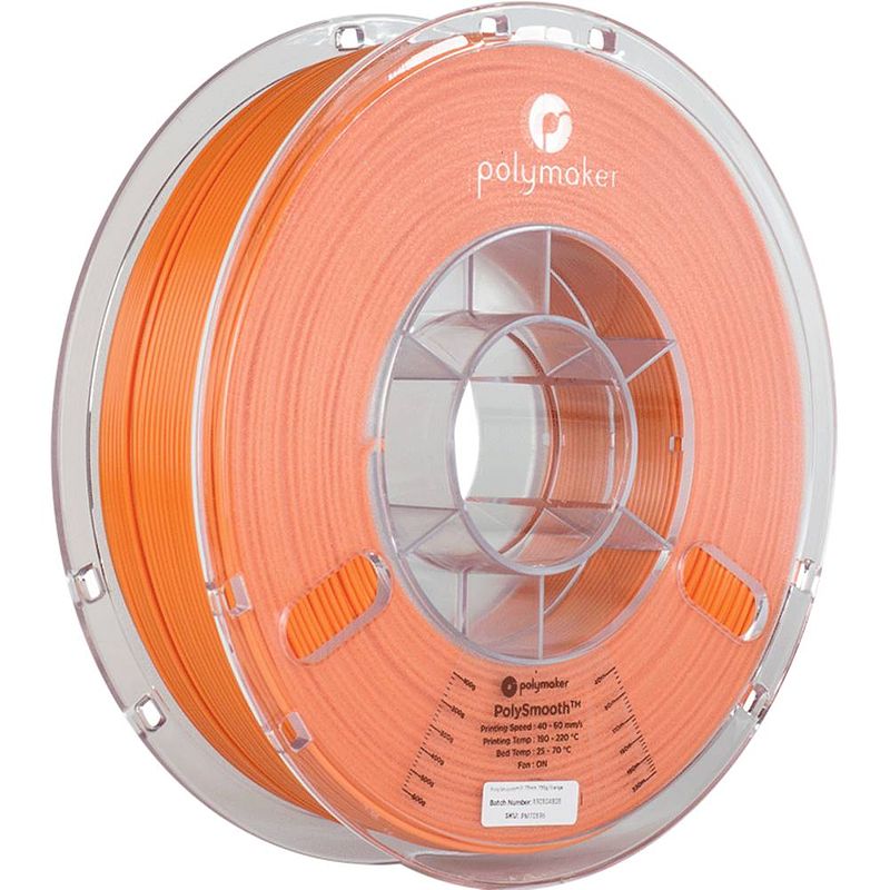Foto van Polymaker pj01008 polysmooth filament pvb polijstbaar 1.75 mm 750 g oranje 1 stuk(s)