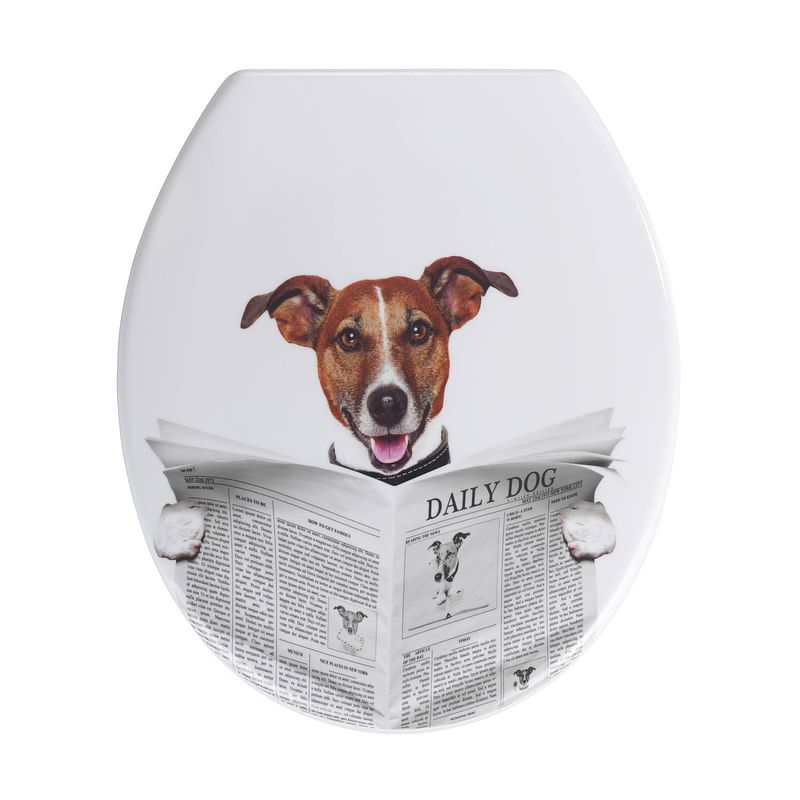 Foto van Wenko wc-bril daily dog 37,5 x 45 cm duroplast wit/bruin