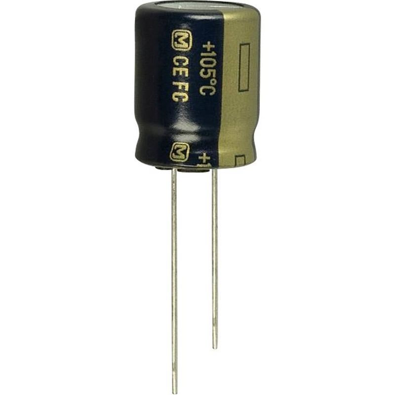 Foto van Panasonic elektrolytische condensator radiaal bedraad 5 mm 680 µf 10 v 20 % (ø) 10 mm 25 stuk(s)