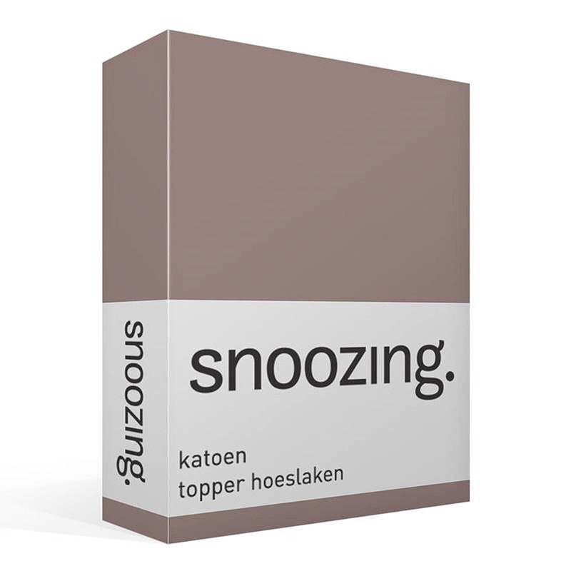 Foto van Snoozing - katoen - topper - hoeslaken - 180x220 - taupe