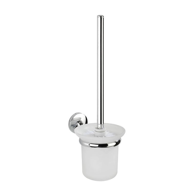 Foto van Wenko toiletborstel en houder cuba 35 cm rvs zilver/wit 3-delig