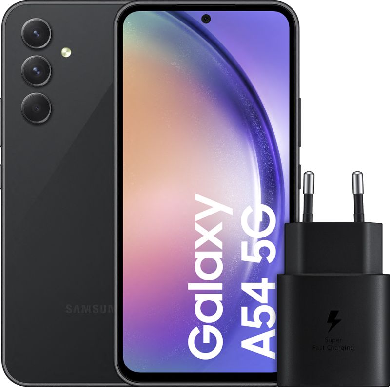 Foto van Samsung galaxy a54 256gb zwart 5g + samsung snellader zwart