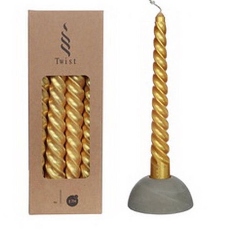 Foto van Twisted candles set 4 st. gold metallic