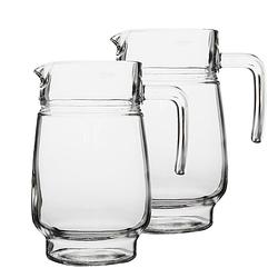 Foto van 2x stuks glazen schenkkannen/karaffen 1,6 liter - waterkannen