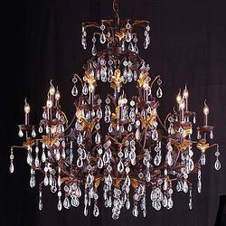 Foto van Lumilamp kroonluchter ø 135x125/180 cm goudkleurig bruin ijzer glas hanglamp chandelier kristal lamp goudkleurig