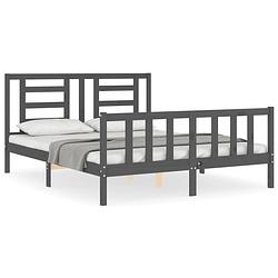 Foto van The living store bedframe grenenhout - grijs - 205.5 x 155.5 x 100 cm - 150 x 200 cm - montage vereist