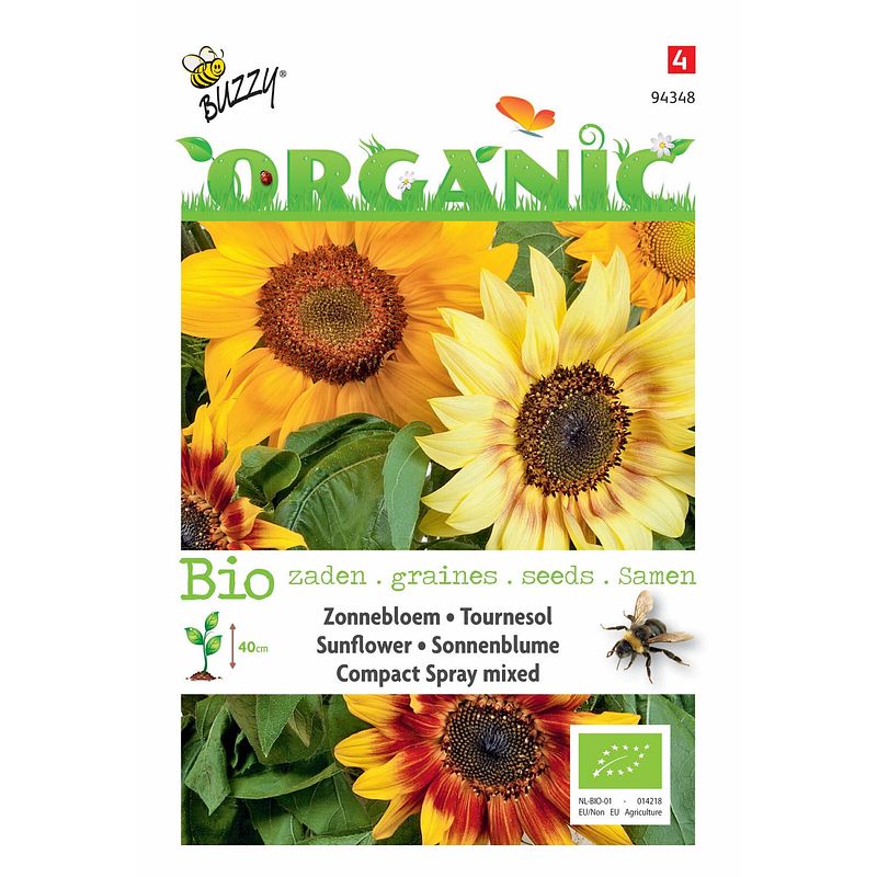 Foto van 5 stuks organic helianthus dwarf spray gemengd (skal 14725) tuinplus