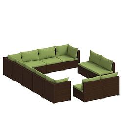 Foto van Vidaxl 12-delige loungeset met kussens poly rattan bruin