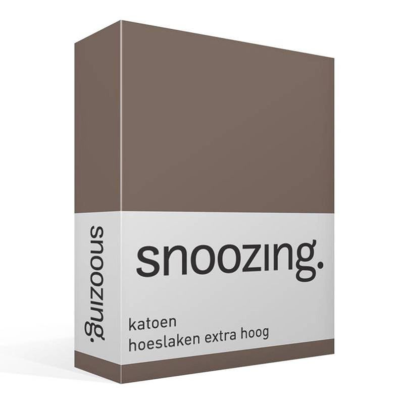 Foto van Snoozing - katoen - extra hoog - hoeslaken - 120x200 - bruin