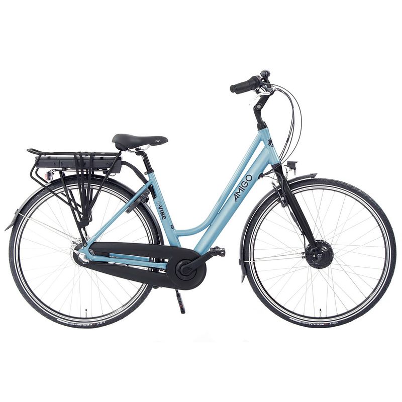 Foto van Amigo elektrische stadsfiets e-vibe s1 418wh 28 inch 51 cm dames 3v rollerbrake matblauw