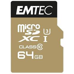 Foto van Emtec microsdxc 64gb speedin cl10 95mb/s fullhd 4k ultrahd zwart/goud