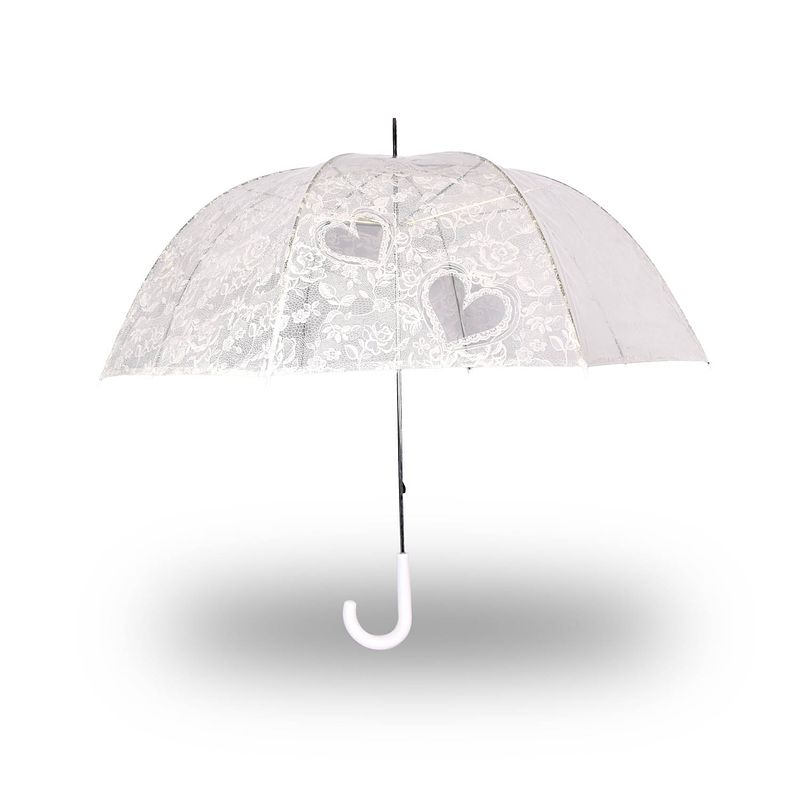 Foto van Paraplu met hartjes transparant - handopening - ø 95cm - transparant - paraplu - fashion design - transparant