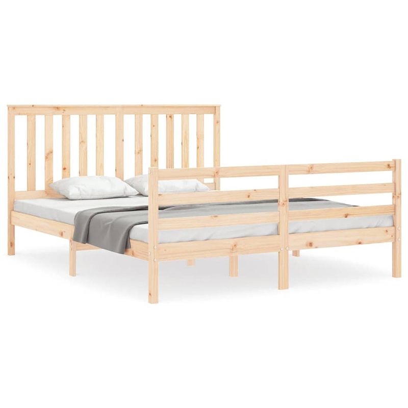 Foto van The living store massief grenenhouten bedframe - standaard 160 x 200 cm - multiplex lattenbodem