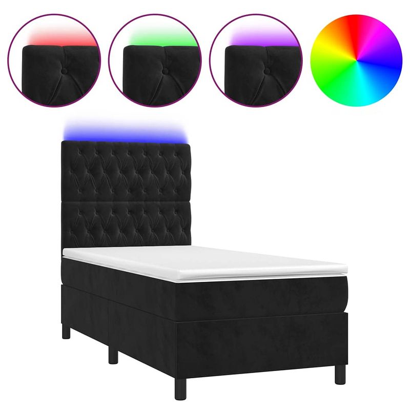 Foto van The living store bed - naam - boxspring - 90x190 cm - led