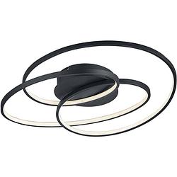 Foto van Led plafondlamp - trion gilo - 38w - warm wit 3000k - dimbaar - rond - mat zwart - aluminium